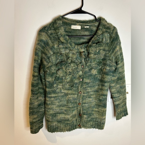 ANTHRO- SLEEPING ON SNOW WOOL GREEN- SWEATER TOP - Picture 2 of 7